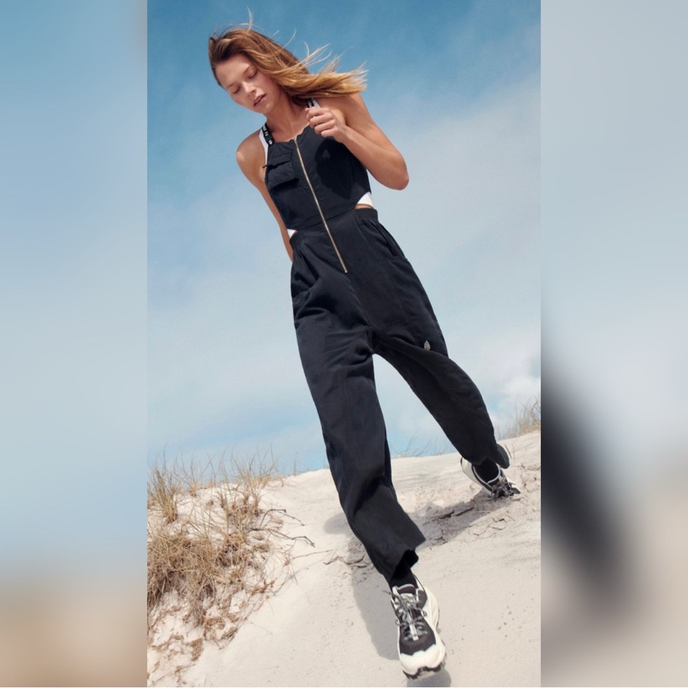 Free People Movement MVMT Black Mojave Jumpsuit Utility Black XS